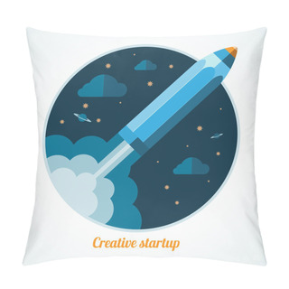Personality  Modern Startup Concept With Starting Pen Rocket Pillow Covers