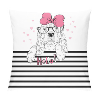 Personality  Portrait Of Cocker Doggy Girl Pillow Covers