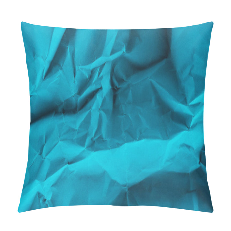 Personality  close-up shot of crumpled blue paper for background pillow covers