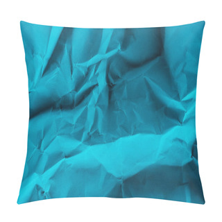 Personality  Close-up Shot Of Crumpled Blue Paper For Background Pillow Covers