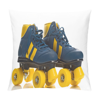 Personality  Vintage Retro Quad Roller Skates On White Background Pillow Covers