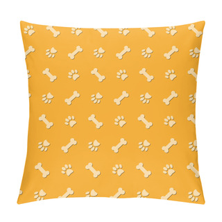 Personality  Background With Dog Paw Print And Bone Pillow Covers