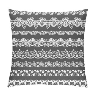 Personality  Vector Set Of Seamless Borders. Black And White Lace Pattern For Design And Fashion. Flowers And Leaves Motifs Pillow Covers