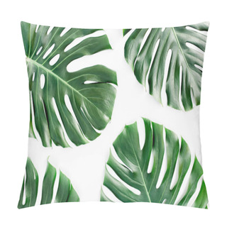 Personality  Tropical Leaves Monstera On White Background. Flat Lay, Top View Pillow Covers