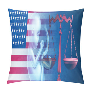 Personality  United States Abortion Law And Fetus Rights Laws Or US Reproductive Justice As A Legal Concept For Reproduction Rights In USA By The American Government For Legality Concerning Pro Life Or Choice With 3D Illustration Elements. Pillow Covers