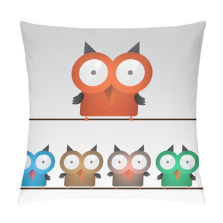 Personality  Vector Illustration Of Colorful Owls Pillow Covers