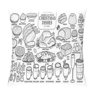 Personality  Set Of Isolated Traditional American Style Christmas Dishes In 27 Menu. Cute Ha Pillow Covers