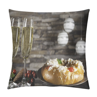 Personality  Epiphany Cake And Glasses Of Champagne Pillow Covers