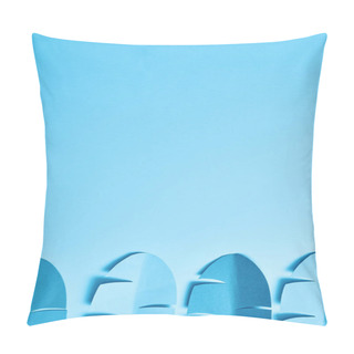 Personality  Top View Of Blue Minimalistic Paper Cut Palm Leaves On Blue Background With Copy Space Pillow Covers