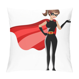 Personality  Superhero Woman Presenting Isolated Pillow Covers