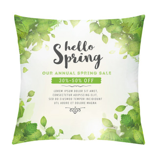 Personality  Spring Sale With Halo Of Sunlight, Green Leaves, From Various Plants And Trees Pillow Covers
