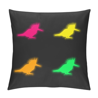 Personality  Bird Silhouette Four Color Glowing Neon Vector Icon Pillow Covers