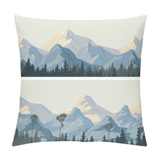 Personality  Horizontal Wide Banners Of Snowy Mountains. Pillow Covers