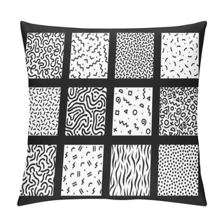 Personality  Set Of Seamless Black And White Geometric Patterns. Hipster Memphis Style. Pillow Covers