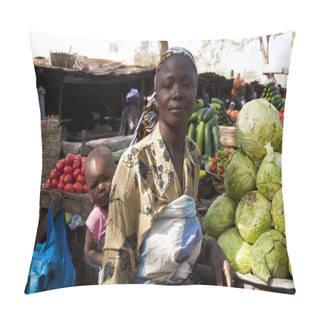 Personality  Young Mother And Her Daughter In Mali Pillow Covers