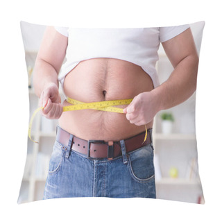 Personality  Fat Obese Man In Dieting Concept Pillow Covers