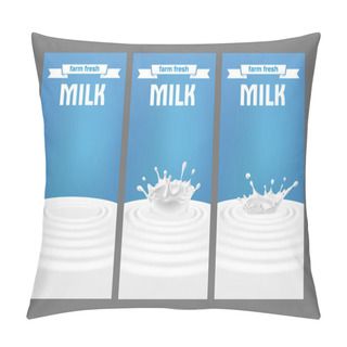 Personality  Vector Illustration Of A Set Of Labels For Milk And Dairy Pillow Covers