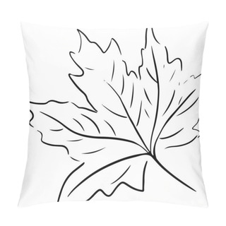 Personality  Black Outline Of Autumn Leaves Sketch Icons Pillow Covers