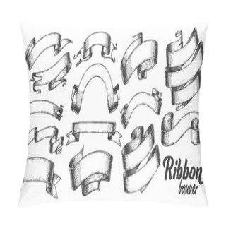 Personality  Collection Of Different Ribbon Set Vintage Vector Pillow Covers