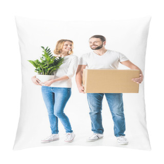 Personality  Couple Holding Box And Plant Pillow Covers