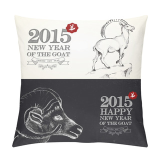 Personality  Chinese New Year Of The Goat 2015 Vintage Sketch Style Card Pillow Covers