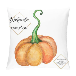 Personality  Vector Watercolor Pumpkin Isolated On White Background. Hand Painted, Hand Drawn Vegetable. Halloween, Thanksgiving, Autumn Illustration For Cards, Label, Invitation, Web Design. Pillow Covers