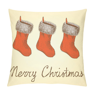 Personality  Sketch Christmas Stocking In Vintage Style Pillow Covers