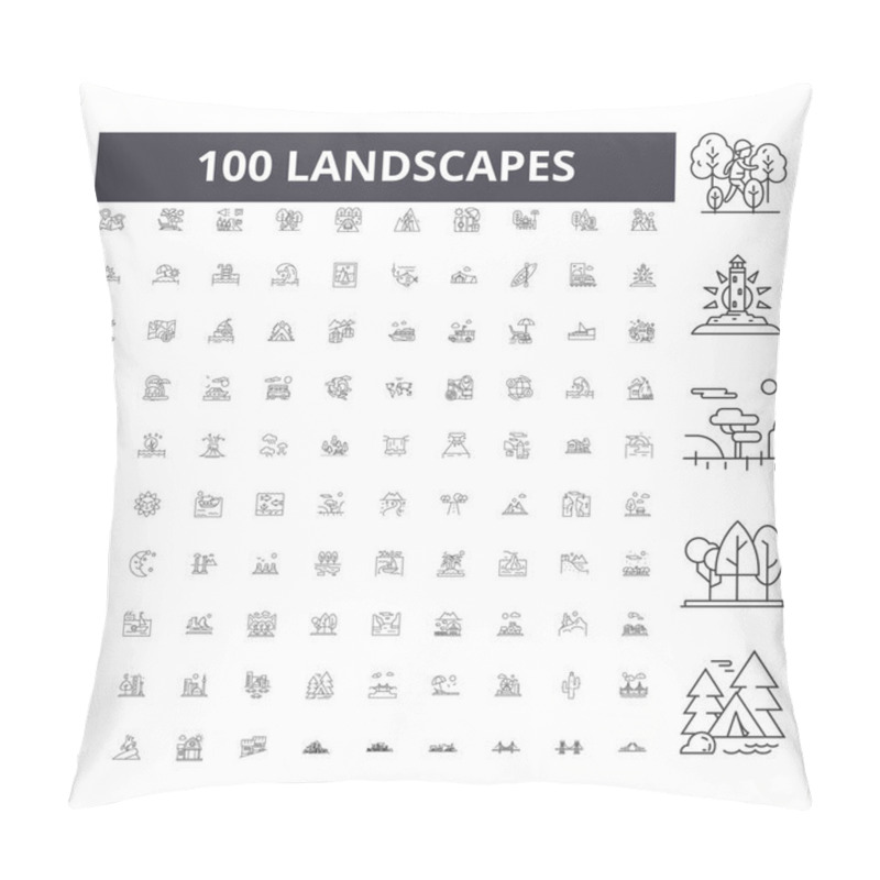 Personality  Landscapes line icons, signs, vector set, outline illustration concept  pillow covers