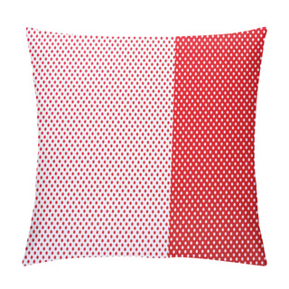 Personality  Top View Of Red And White Surface With Polka Dot Pattern For Background Pillow Covers