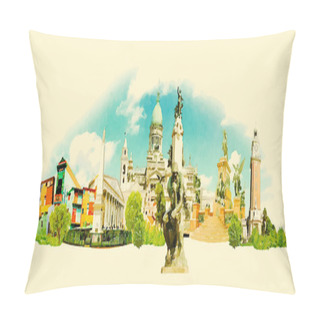 Personality  Vector Watercolor BUENOS AIRES City Illustration Pillow Covers