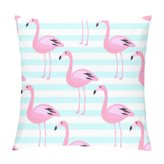 Personality  Flamingo Seamless Pattern. Pink Exotic Bird Background. Pillow Covers