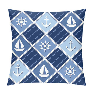 Personality  Marine Themed Seamless Pattern With Anchors Pillow Covers