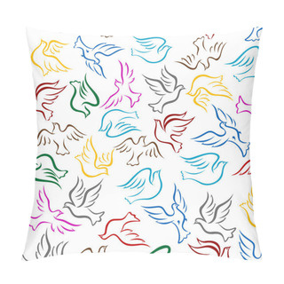 Personality  Flying Colorful Doves Seamless Background Pattern Pillow Covers