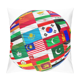 Personality  Collage Of The Flags Of Asian Countries Pillow Covers