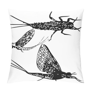 Personality  Silhouettes Of Mayfly Insect Pillow Covers