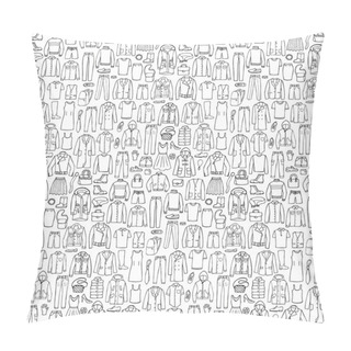 Personality  Doodle Seamless Pattern With Man And Woman Clothes Pillow Covers