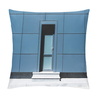 Personality  Entrance Door In Modern Glass Building  Pillow Covers
