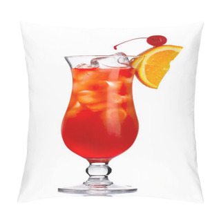 Personality  Red Alcohol Cocktail In With Orange Slice Isolated Pillow Covers