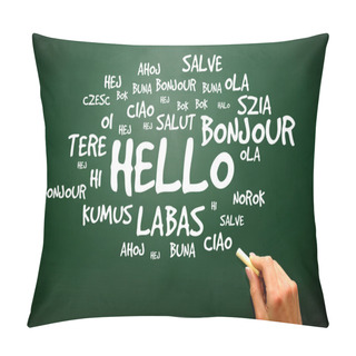 Personality  Word Hello In Different Languages, Presentation Backgroun Pillow Covers