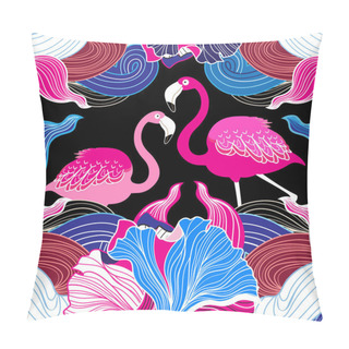 Personality  Pink Flamingos And Abstraction Pillow Covers