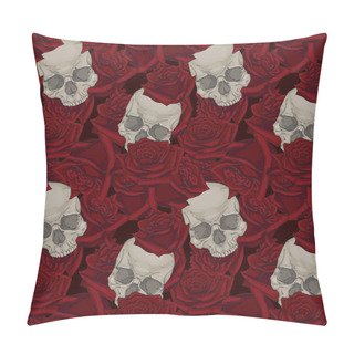 Personality  Human Skull And Red Roses Pattern Pillow Covers