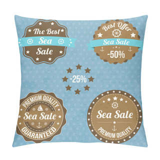 Personality  Set Of Vintage Retro Nautical Badges And Labels Pillow Covers