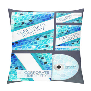 Personality  Corporate Identity Kit Or Business Kit With Artistic, Abstract Design In Blue Color For Your Business Includes CD Cover, Business Card And Letter Head Designs In EPS 10 Format. Pillow Covers
