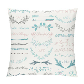 Personality  Vector Color Hand Drawn Dividers, Branches, Swirls Pillow Covers