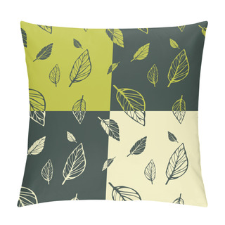 Personality  Set Of 4 Seamless Patterns With Leaves Pillow Covers