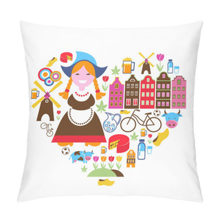 Personality  Heart With Netherlands Vector Icons Pillow Covers