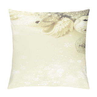 Personality   Vintage Christmas Background With Toys And Snowflakes Pillow Covers