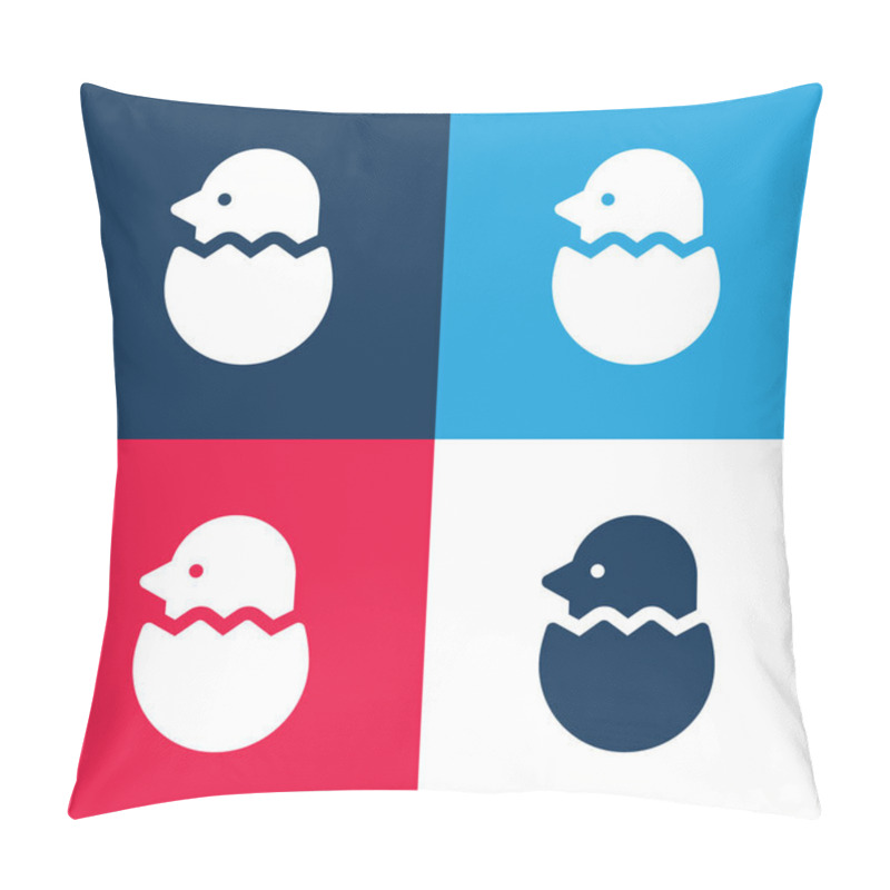 Personality  Bird blue and red four color minimal icon set pillow covers