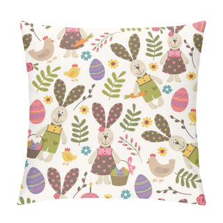 Personality  Seamless Pattern With Easter Rabbit Pillow Covers
