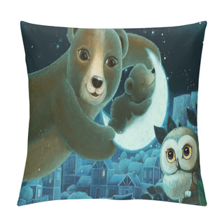 Personality  Cartoon Image With Animals Family Bears Sleeping By Night Illustration For Children Pillow Covers